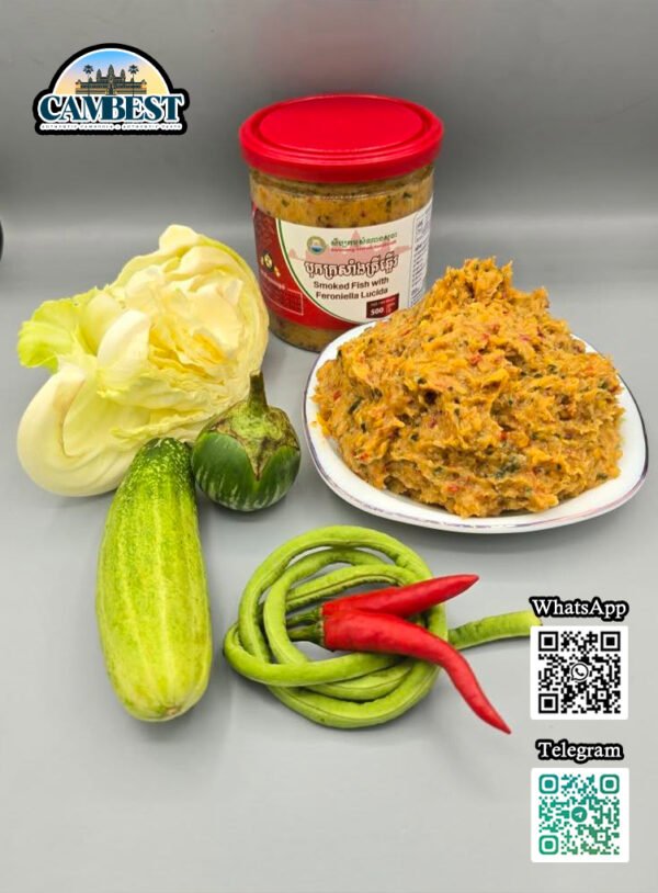 Crushed Feroniella lucida with Smoked Catfish  - បុកក្រសាំង ត្រីឆ្អើរអណ្តែង